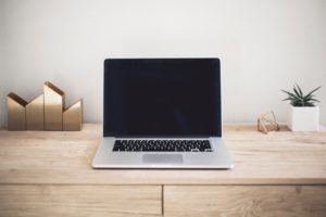 sleek laptop on modern desk